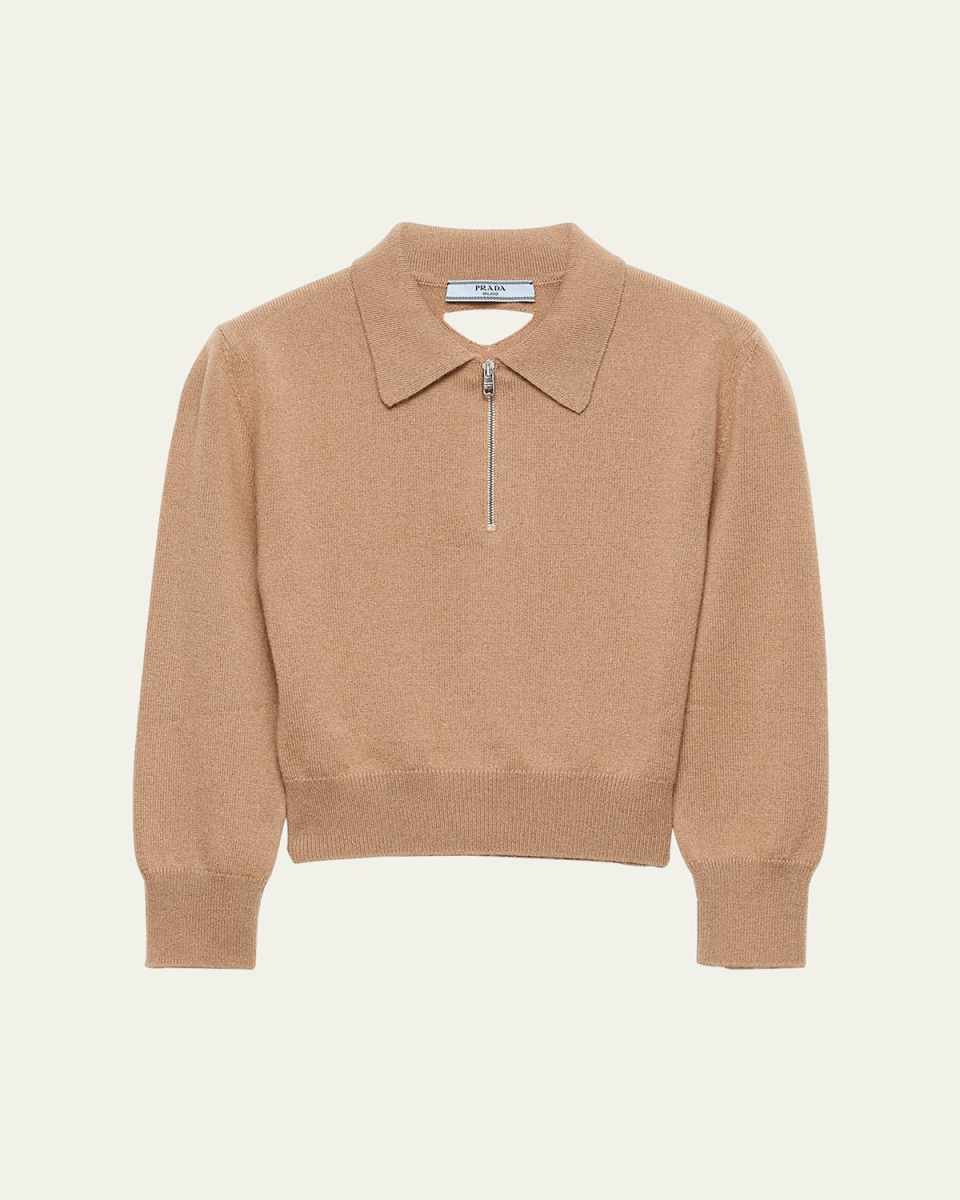 Cashmere Quarter-Zip Crop Sweater